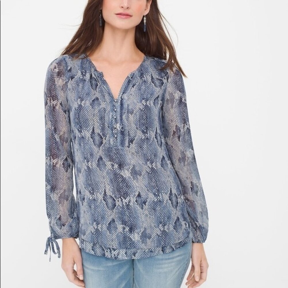 WHBM Corey Snake Print Blouse, sz 12 - NWT!  Romantic Styling